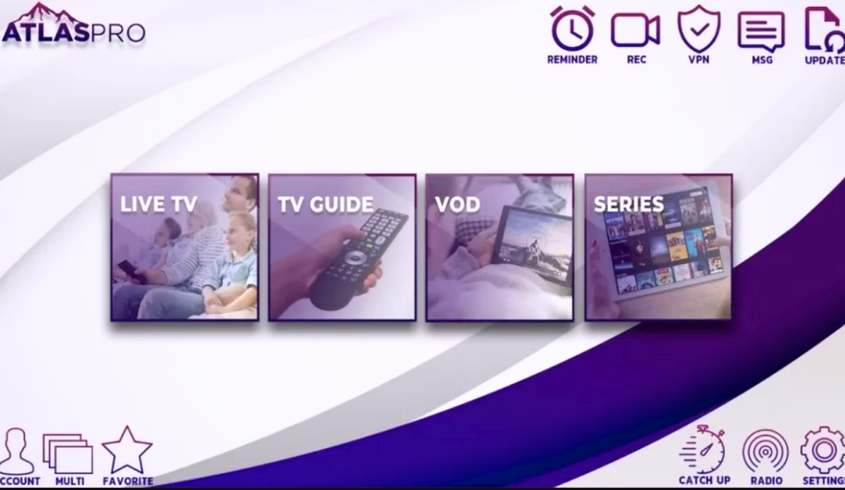 Interface Atlas Pro OnTV - Meilleure expérience IPTV avec plus de 8000 chaînes
